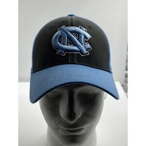 UNC University Of North Carolina Zephyr Hat Fitted SM Blue Black Logo NCAA Cap